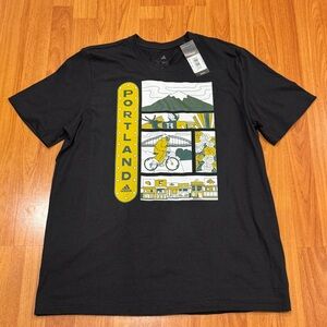 Adidas Portland City PNW Bear Forest Mountain Black T-shirt Brand New Sz L